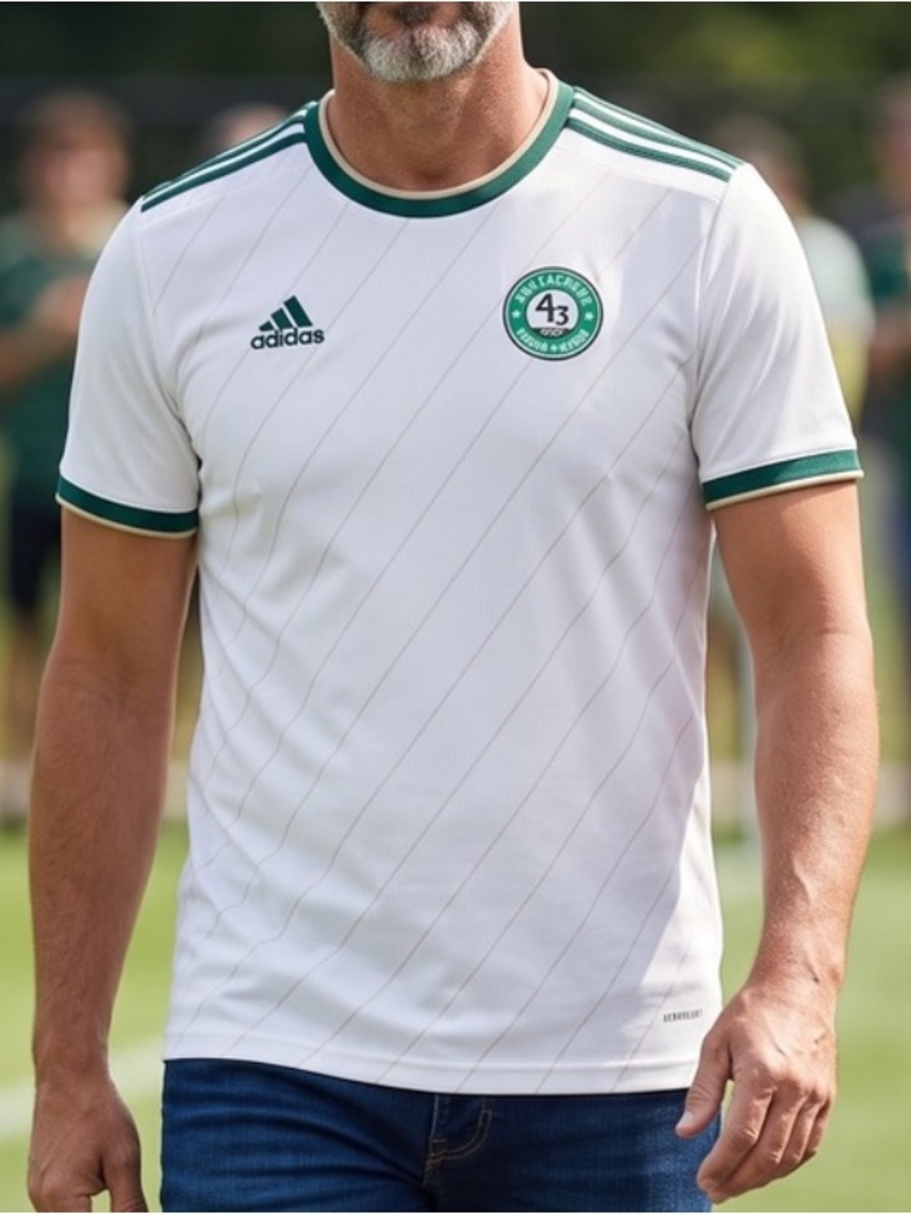 ADIDAS Asphalt White and Green Men's Soccer Jersey